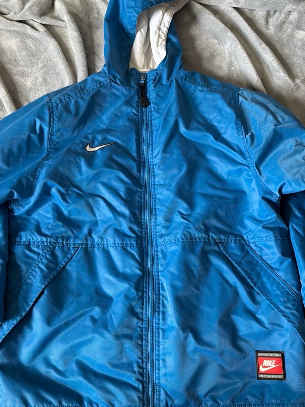 Nike Blue Hooded Windbreaker with White Lining